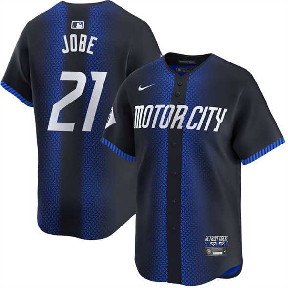 Men%27s Detroit Tigers #21 Jackson Jobe Navy City Connect Cool Base Stitched Jersey Dzhi
